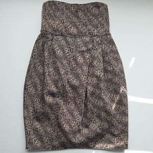 Elegant Leopard Print Strapless Dress